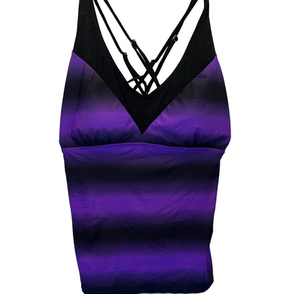 Other - Purple and Black Strappy Swim Top, Plus Size 2X